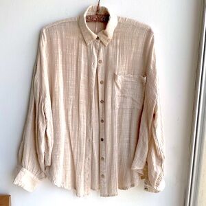 NWOT Free People Beige Button-Up Shirt